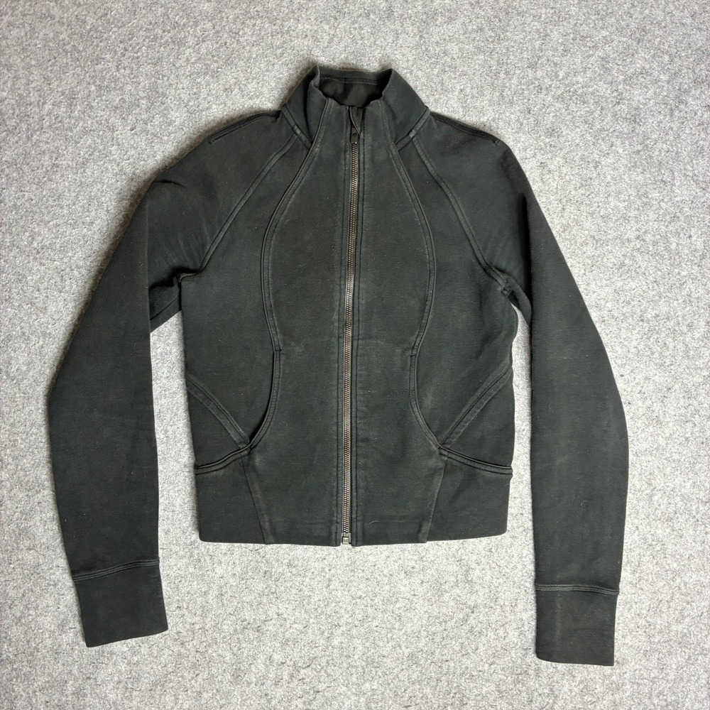 Lululemon Scuba Full Zip Jacket Black Funnel Neck Thumbholes Women Size 4-6 XS